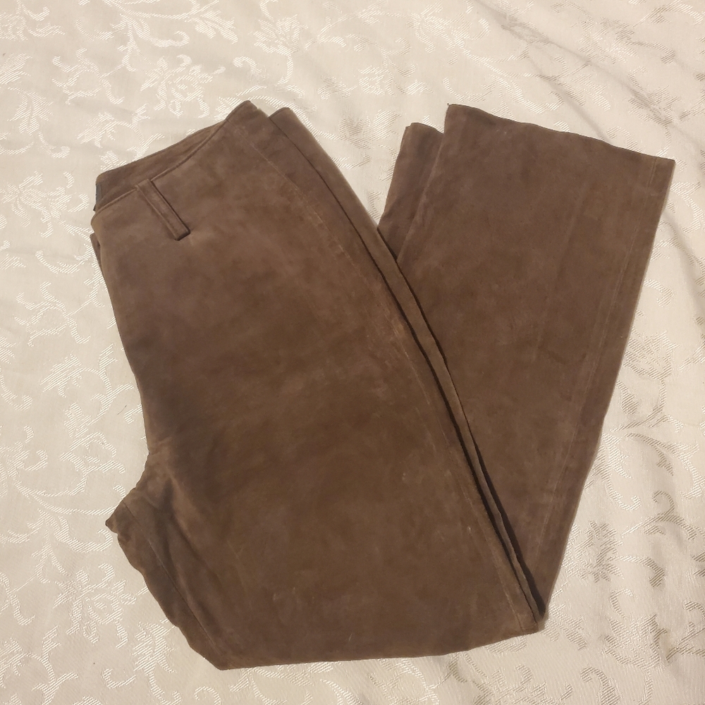 Rem Garson Brown Suede Leather Women's Pants Lined 8P